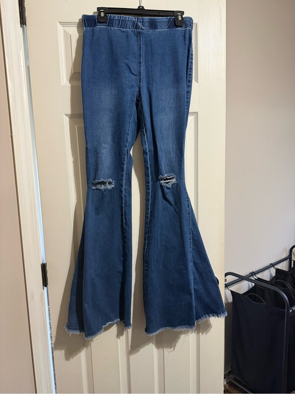 Impressions Blue Distressed Flare Jeans